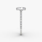 Radiant Cut - Pave Band Hidden Halo - Classic Engagement Ring- 14 K Gold